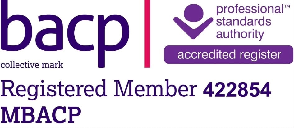 BACP collective mark. Registered Member 422854, MBACP. Professional Standards Authority accredited register.